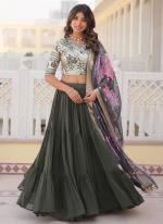 Faux Georgette Mehendi Party Wear Sequence Embroidery Work Readymade Lehenga Choli